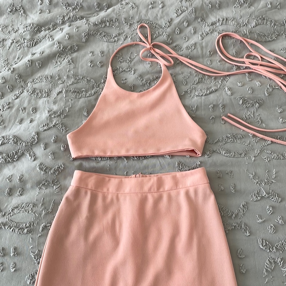 Sabo Skirt Crop Top and Maxi Skirt Set, Light Pink, Size 2